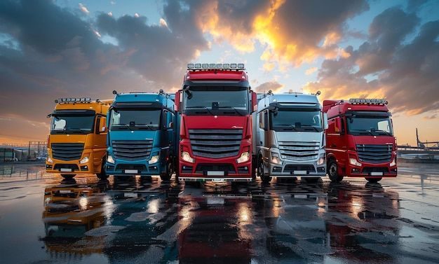 Truck fleet on the road